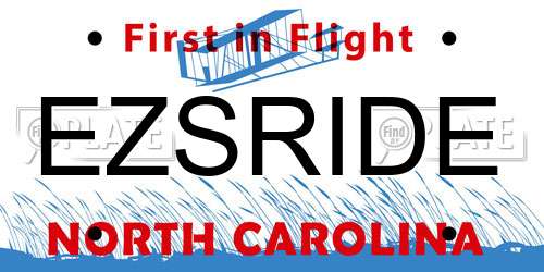 EZSRIDE North Carolina License Plate
