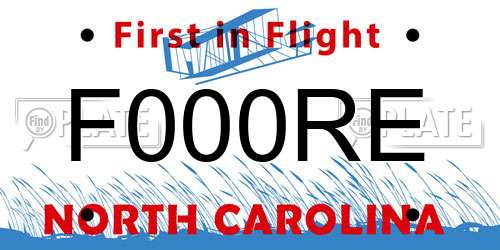F000RE North Carolina License Plate