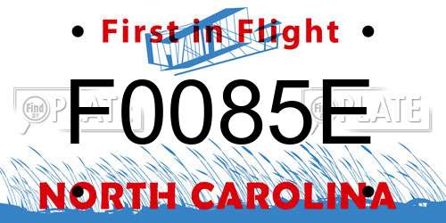 F0085E North Carolina License Plate