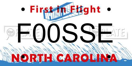 F00SSE North Carolina License Plate