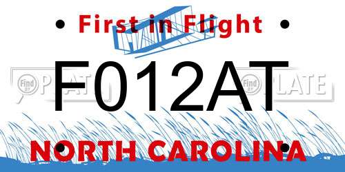 F012AT North Carolina License Plate