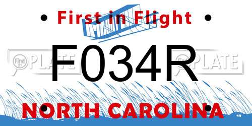F034R North Carolina License Plate