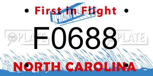 F0688 North Carolina License Plate