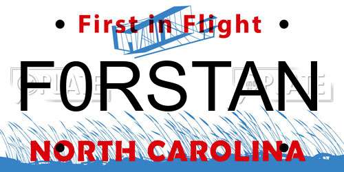 F0RSTAN North Carolina License Plate