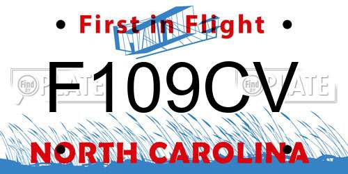 F109CV North Carolina License Plate