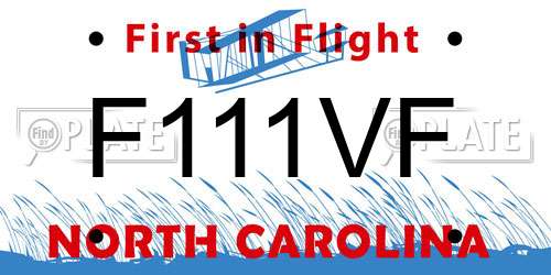 F111VF North Carolina License Plate