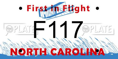 F117 North Carolina License Plate