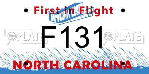 F131 North Carolina License Plate