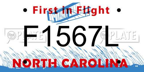 F1567L North Carolina License Plate