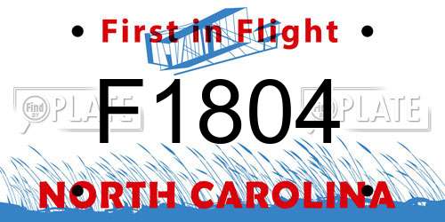 F1804 North Carolina License Plate