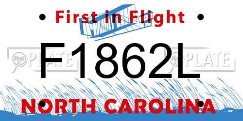 F1862L North Carolina License Plate
