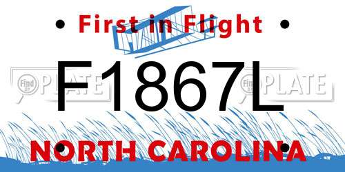 F1867L North Carolina License Plate
