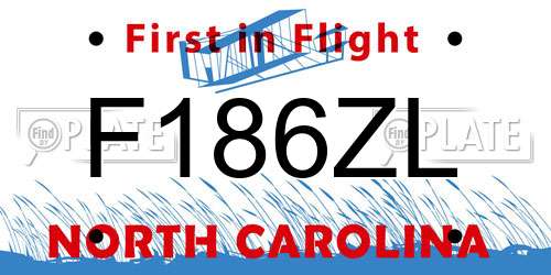 F186ZL North Carolina License Plate