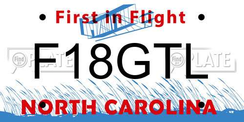 F18GTL North Carolina License Plate