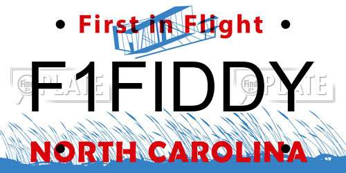 F1FIDDY North Carolina License Plate