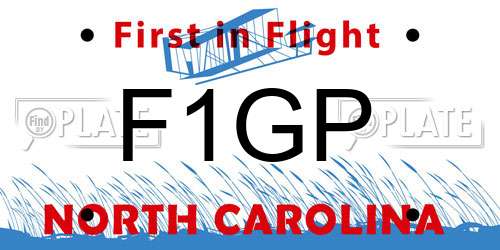 F1GP North Carolina License Plate