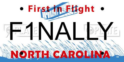 F1NALLY North Carolina License Plate