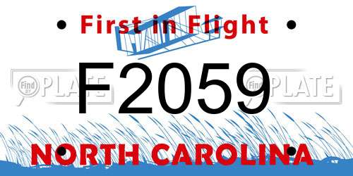 F2059 North Carolina License Plate