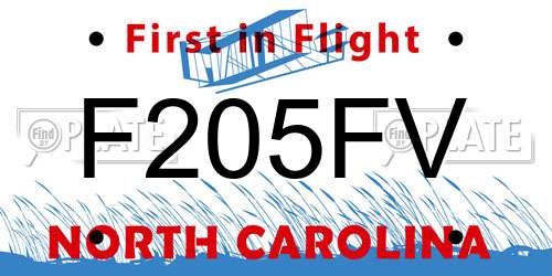 F205FV North Carolina License Plate
