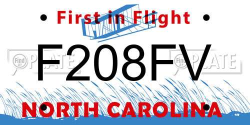F208FV North Carolina License Plate