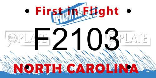 F2103 North Carolina License Plate