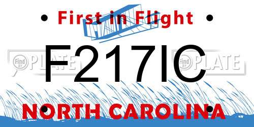 F217IC North Carolina License Plate