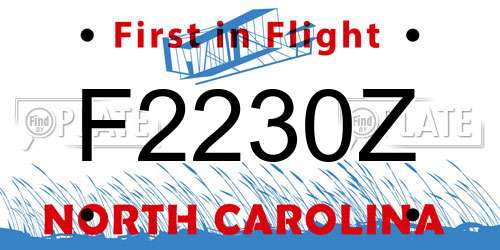 F2230Z North Carolina License Plate