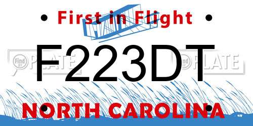 F223DT North Carolina License Plate