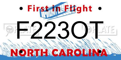 F223OT North Carolina License Plate
