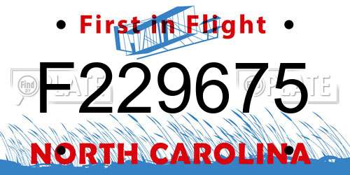 F229675 North Carolina License Plate