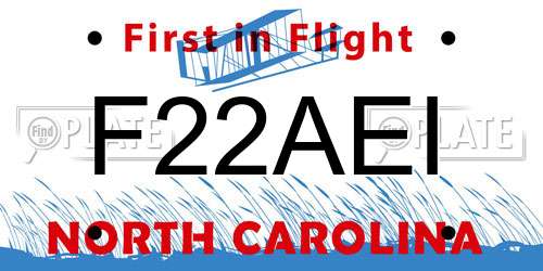 F22AEI North Carolina License Plate