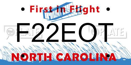 F22EOT North Carolina License Plate