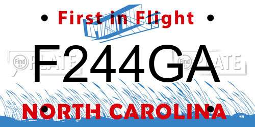F244GA North Carolina License Plate