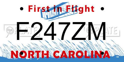F247ZM North Carolina License Plate