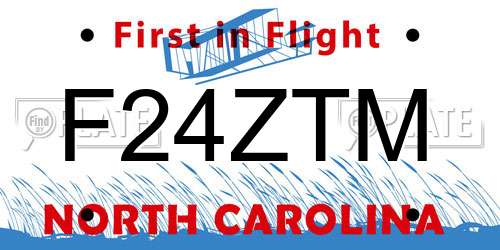 F24ZTM North Carolina License Plate