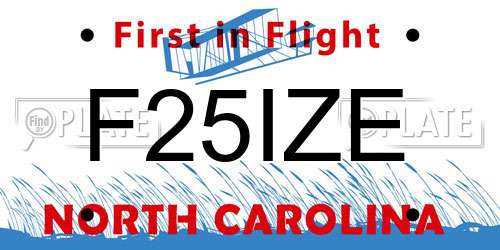 F25IZE North Carolina License Plate