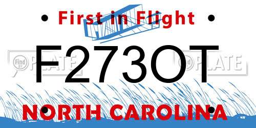 F273OT North Carolina License Plate