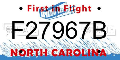 F27967B North Carolina License Plate