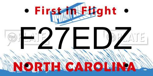 F27EDZ North Carolina License Plate