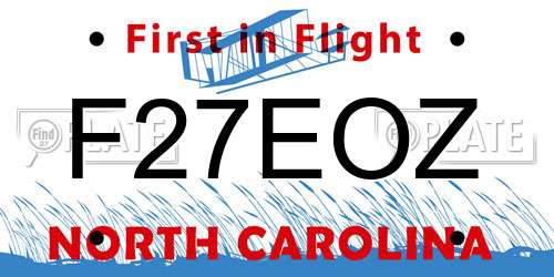F27EOZ North Carolina License Plate