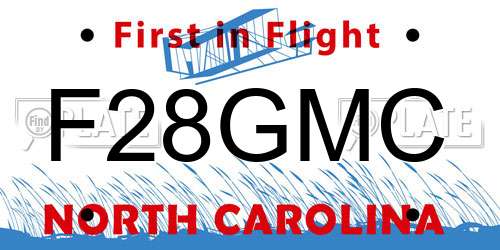 F28GMC North Carolina License Plate