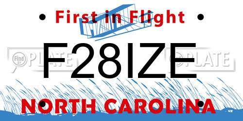 F28IZE North Carolina License Plate