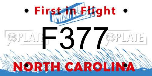 F377 North Carolina License Plate