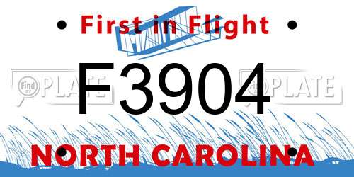F3904 North Carolina License Plate