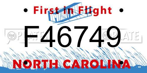 F46749 North Carolina License Plate