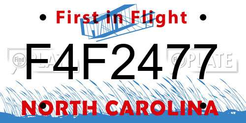 F4F2477 North Carolina License Plate