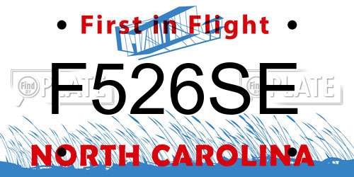F526SE North Carolina License Plate