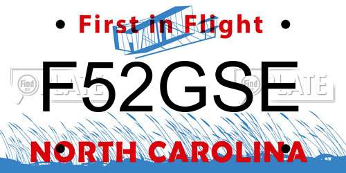 F52GSE North Carolina License Plate