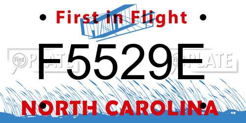 F5529E North Carolina License Plate