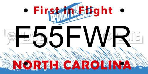 F55FWR North Carolina License Plate